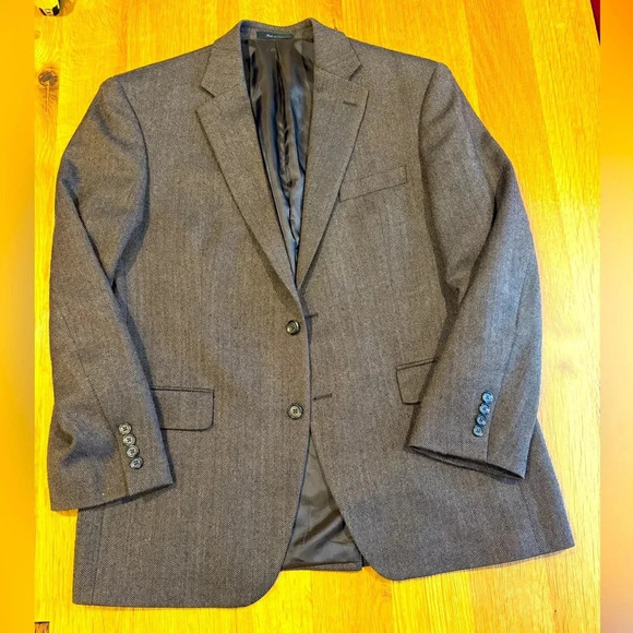 Kenneth Cole Gray Sport Lined Jacket 100% Wool 44R W38 - Picture 1 of 10